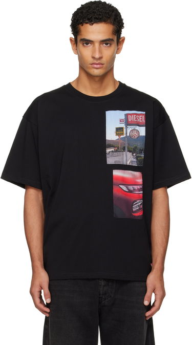 Tričko Diesel T-shirt with Roadside Scene and Car Photo Patches Čierna | A19467-0PLAT-9XX, 0