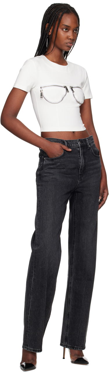 Crop Top Area AREA Zipper Bustier Cup T-Shirt Biela | RS25AWTS0019FA01, 3