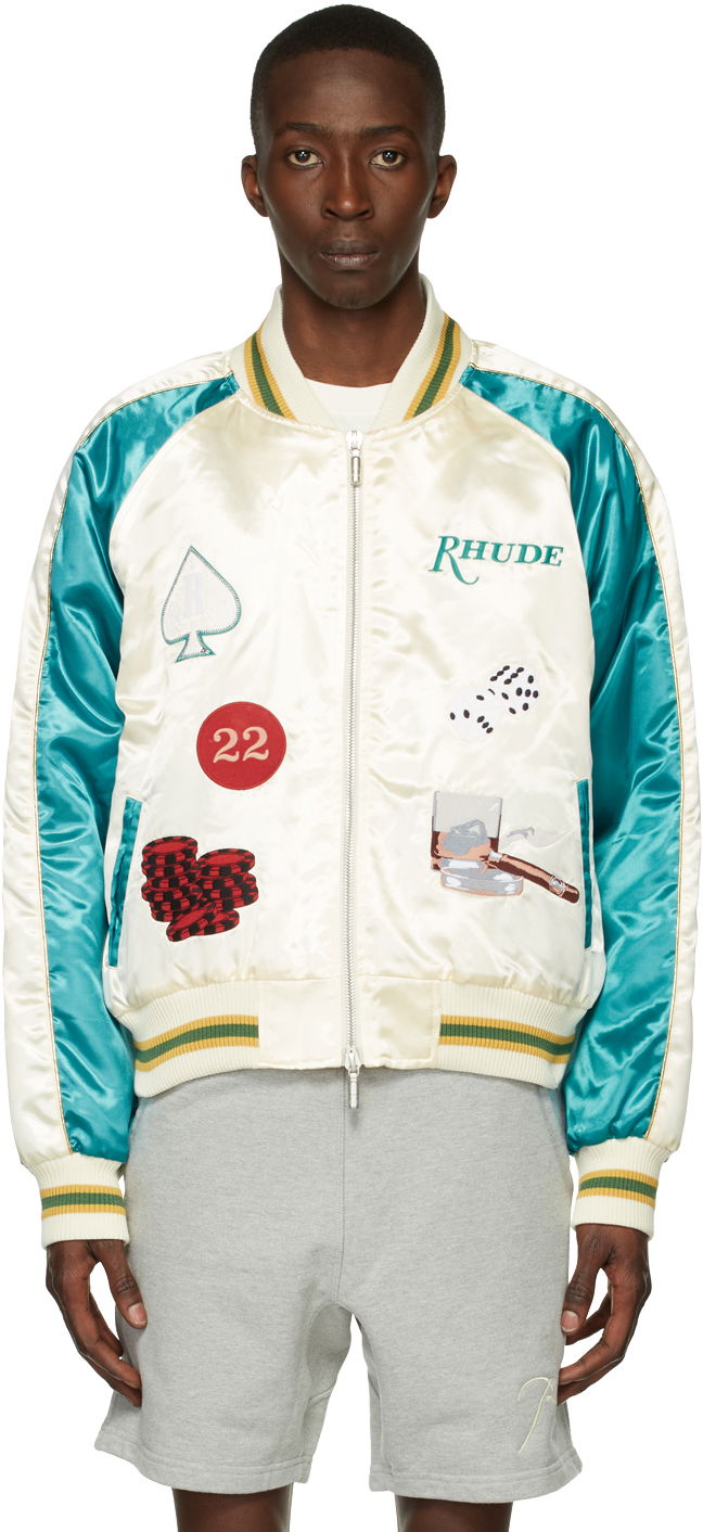 Bomber bunda Rhude Smoking Graphic Print Bomber Jacket Biela | RHSS22JA13188377, 0