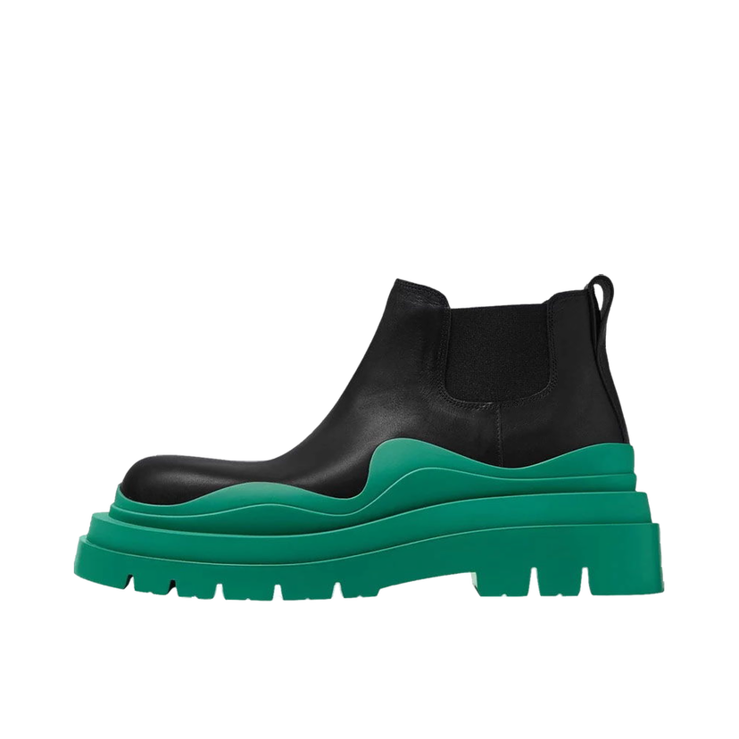 Tenisky a topánky Bottega Veneta Tire Boot Mid Black Acid Turquoise Zelené | 630281VBS501489