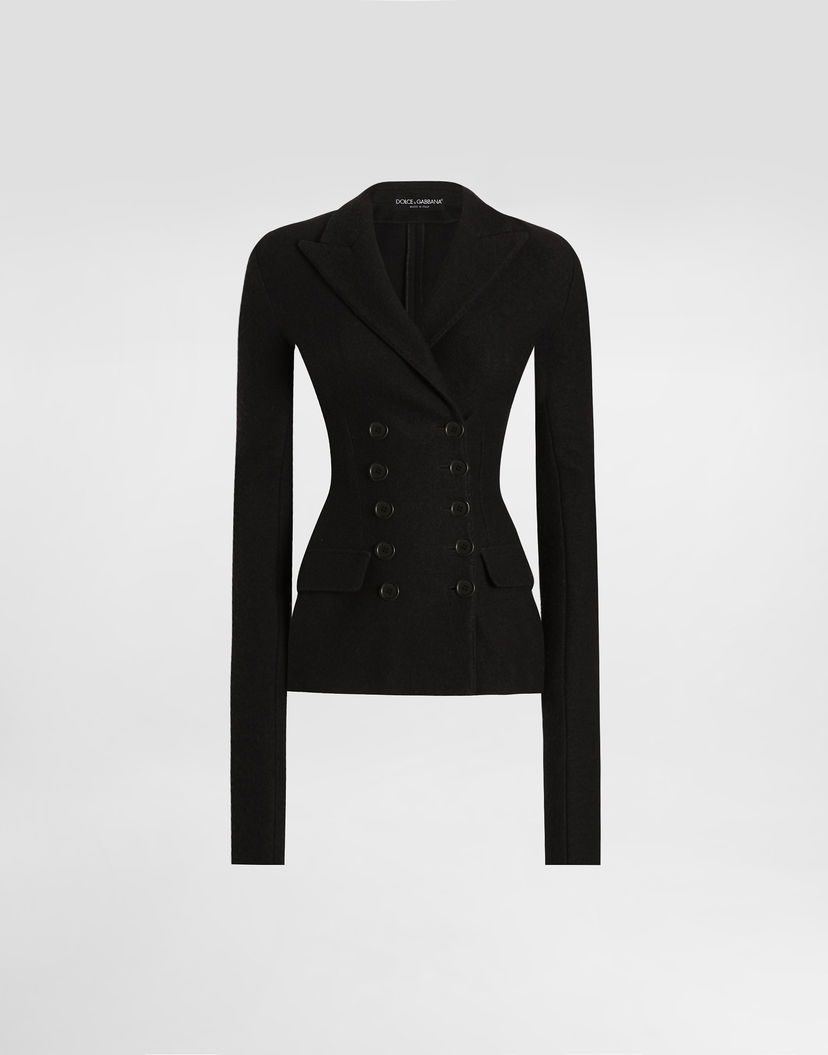 Bunda Dolce & Gabbana Dolce & Gabbana Double-Breasted Wool Cloth Jacket Čierna | F27HDTHU2BBN0000