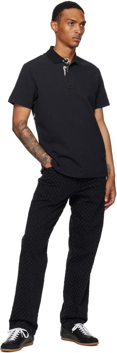 Polo tričko Versace Versace Jeans Couture Outline Barocco Polo Čierna | E78GAG627_EJ0003, 3