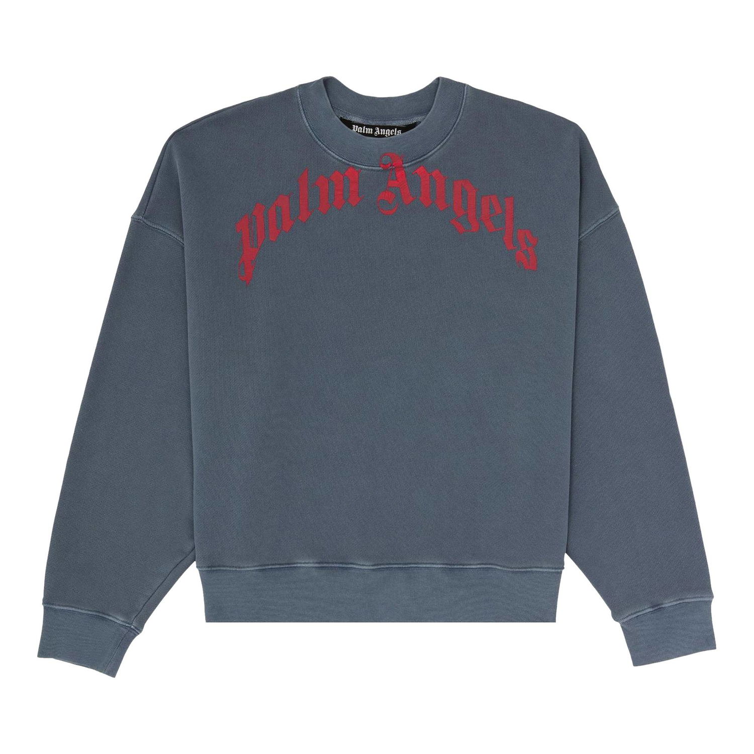 Sveter Palm Angels Vintage Wash Curved Logo Crewneck Šedá | PMBA026R21FLE0064625, 1