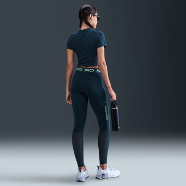 Crop Top Nike Pro Mid-Rise Mesh Panel Leggings Zelené | HJ1163-478, 4