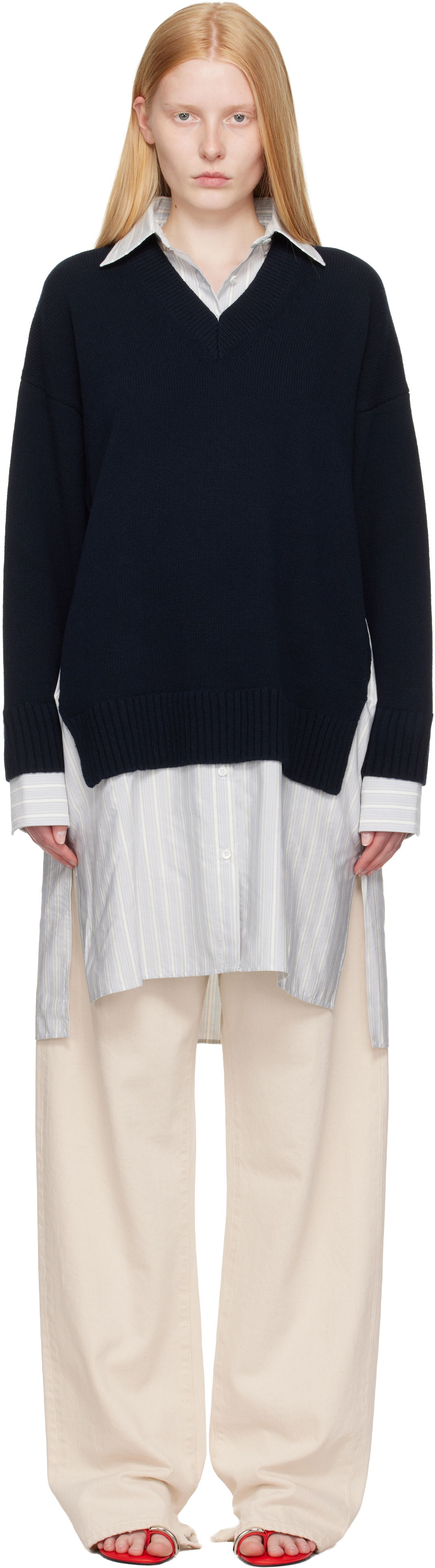 Sveter Stella McCartney Stella McCartney Crewneck Jumper Shirt Dress Navy | 6K10643S2583, 0