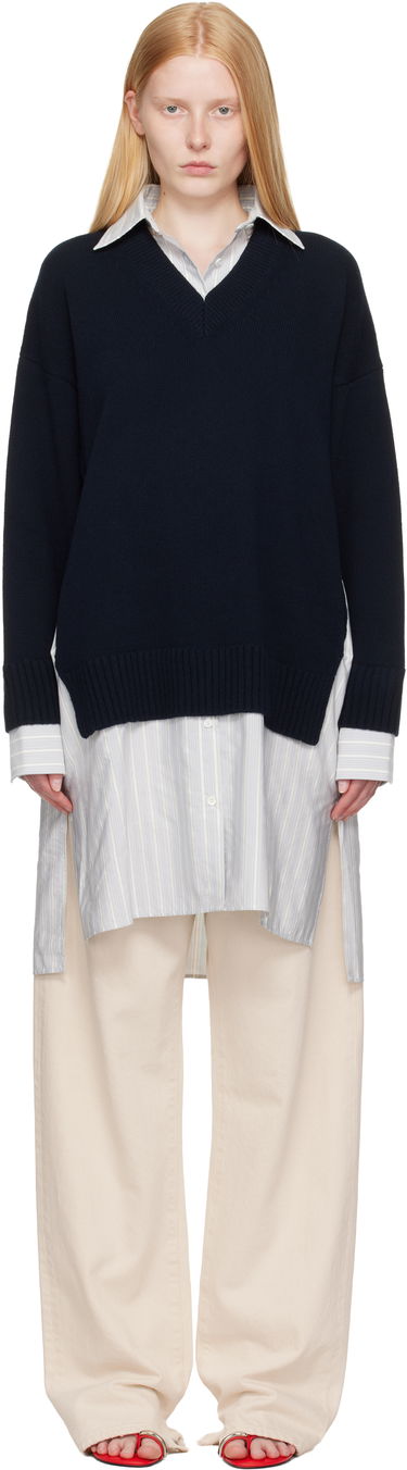 Sveter Stella McCartney Stella McCartney Crewneck Jumper Shirt Dress Navy | 6K10643S2583, 0