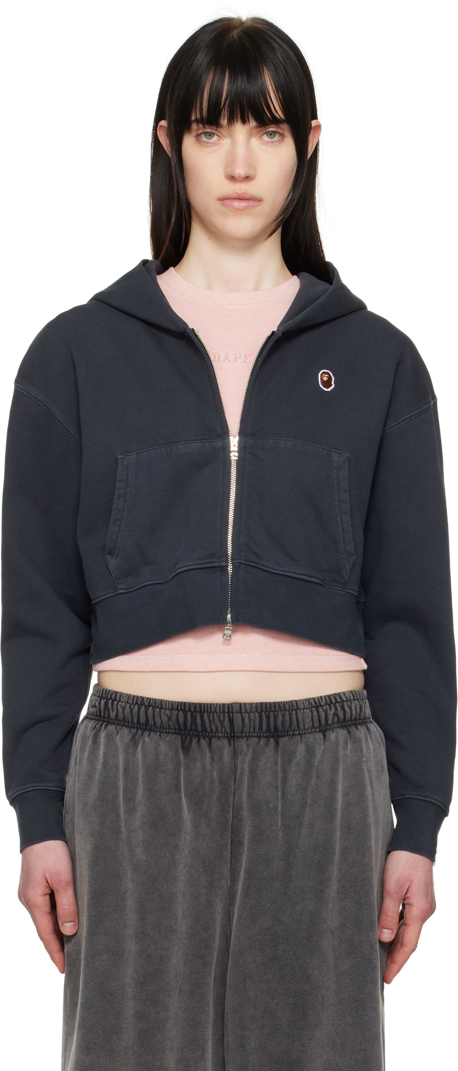 Mikina BAPE BAPE One Point Cropped Zip Hoodie Navy | 001ZPL302007L, 0