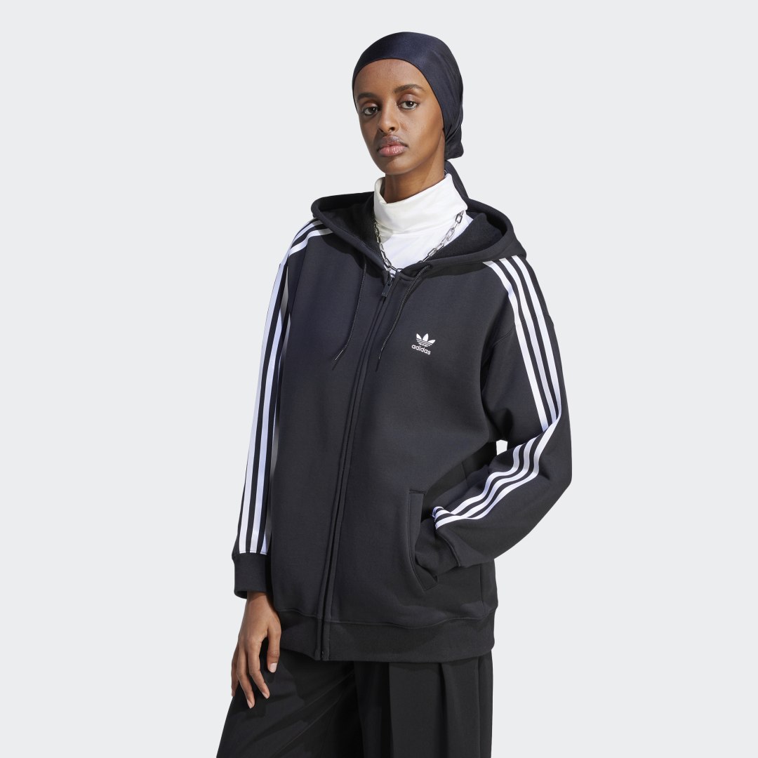 Mikina adidas Originals Adicolor Classics 3-Stripes Full-Zip Hoodie Čierna | IK0438, 1