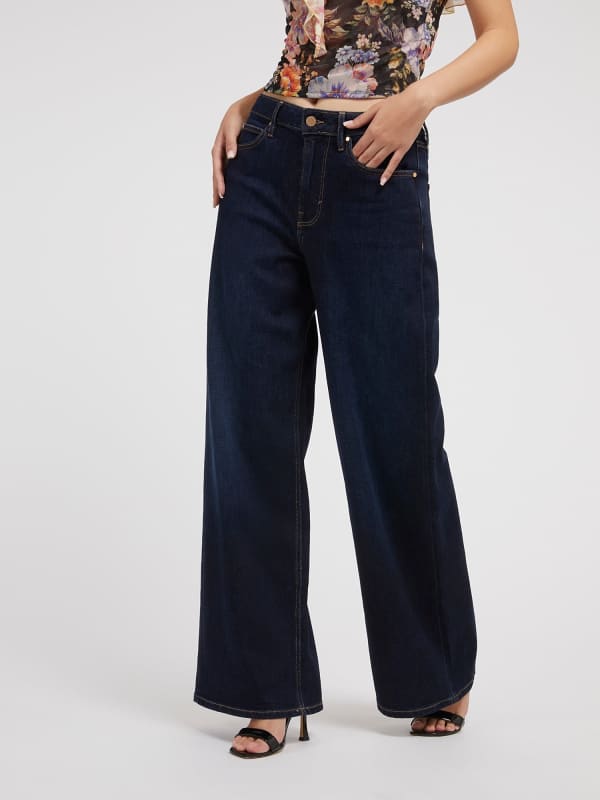 Nohavice GUESS Wide Leg Denim Navy | W3YA82D4U54, 0