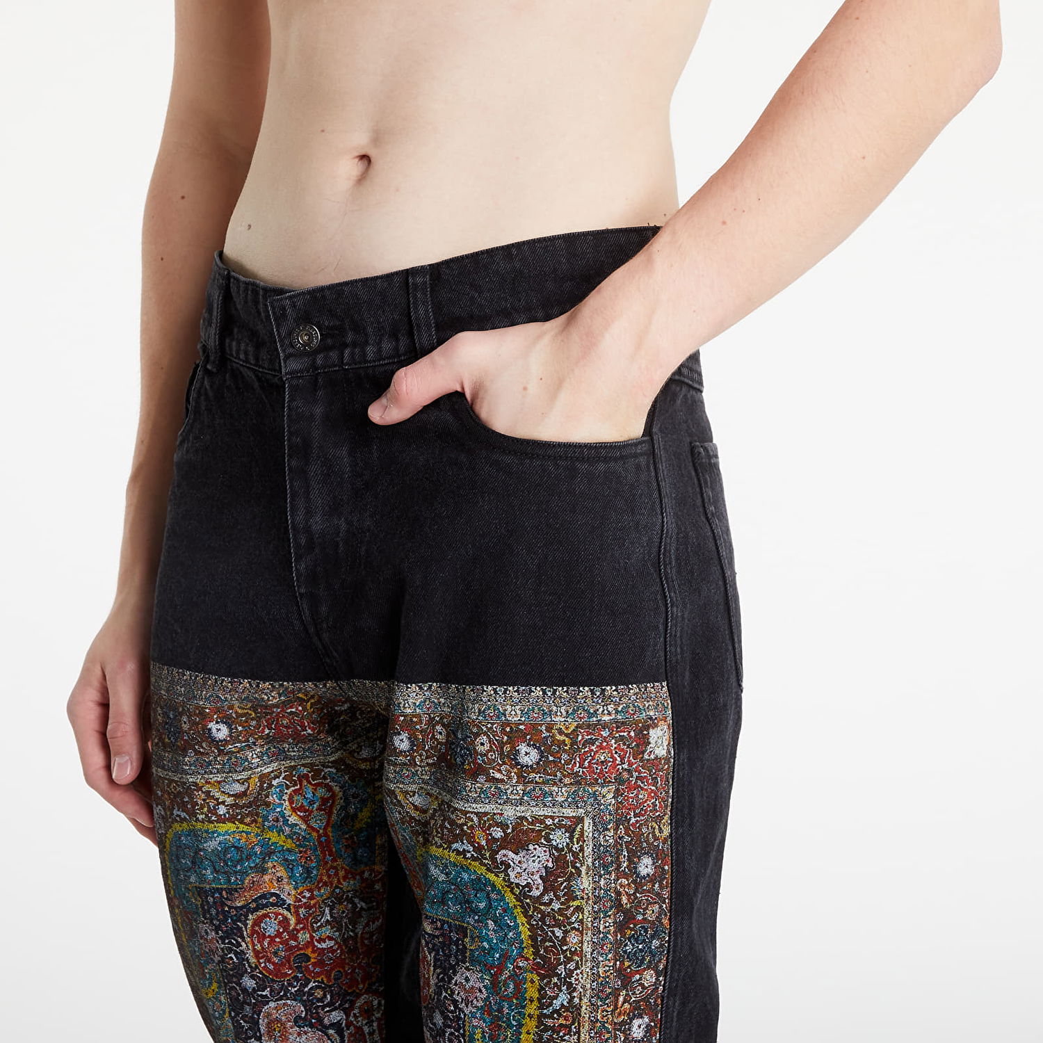 Džínsy Pleasures Walk On Me Rug Denim Pant Black Rôznofarebný | P22SP035 black, 1