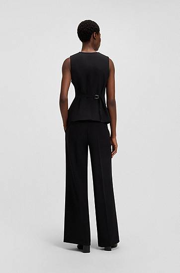 Vesta BOSS Adjustable Waistcoat in Stretch Crepe Čierna | 50549419, 1