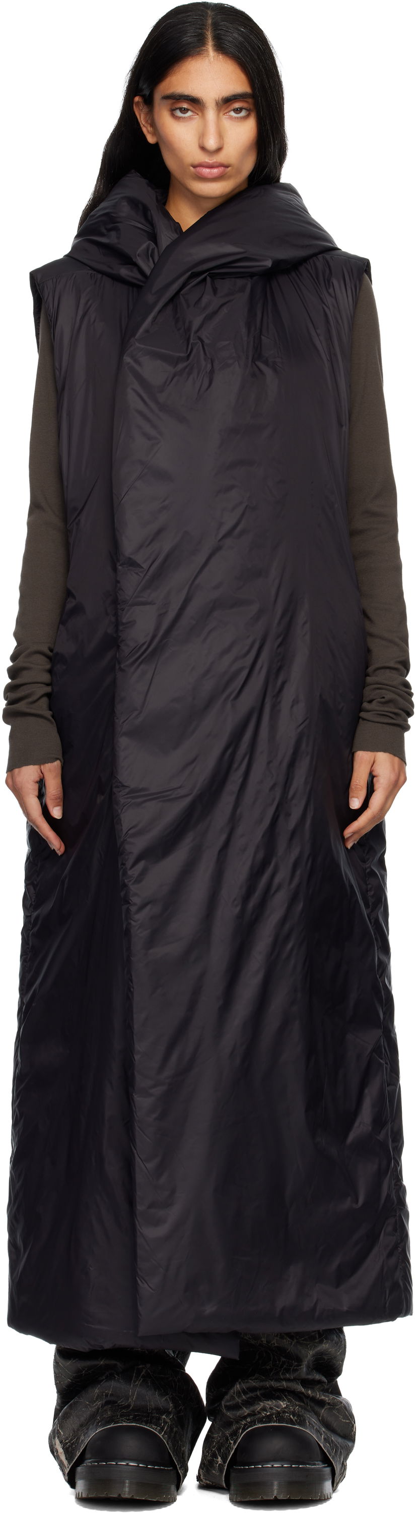 Kabáty Rick Owens Rick Owens DRKSHDW Concordians Hooded Liner Coat Čierna | DS02E7922 NP