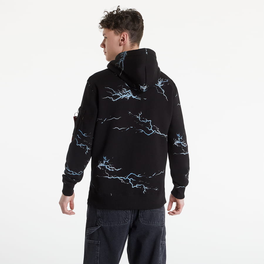 Mikina Alpha Industries Lightning AOP Hoody Čierna | 106330-95, 1