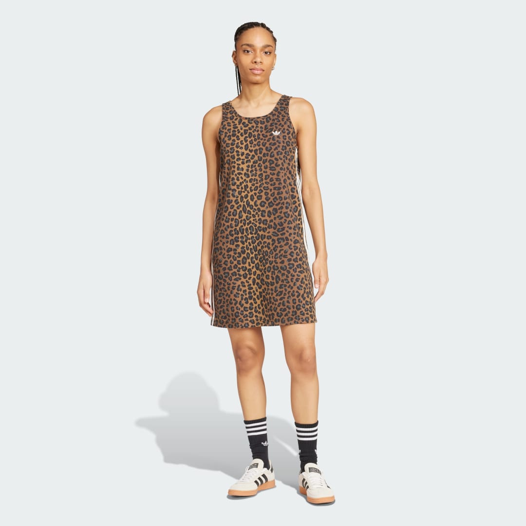 Šaty adidas Originals Originals Leopard Print Tank Dress Hnedá | KA2677, 0