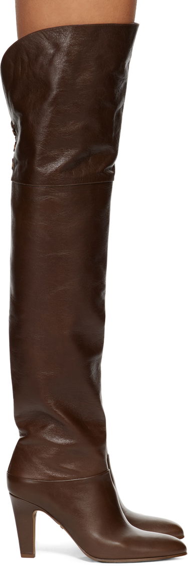 Ponožky CHLOÉ Chloé Eve Thigh-High Leather Boots Hnedá | CHC24W03POO, 0