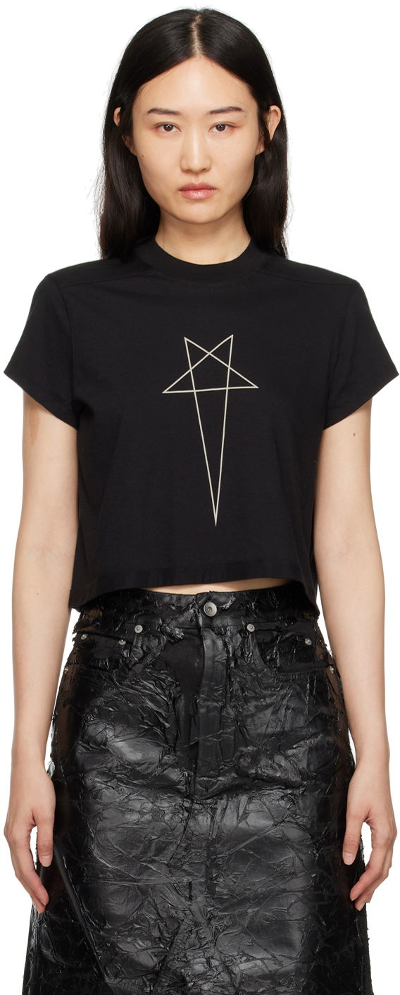 Crop Top Rick Owens Level Cropped T-shirt Čierna | DS02D2207 RNEP3, 0