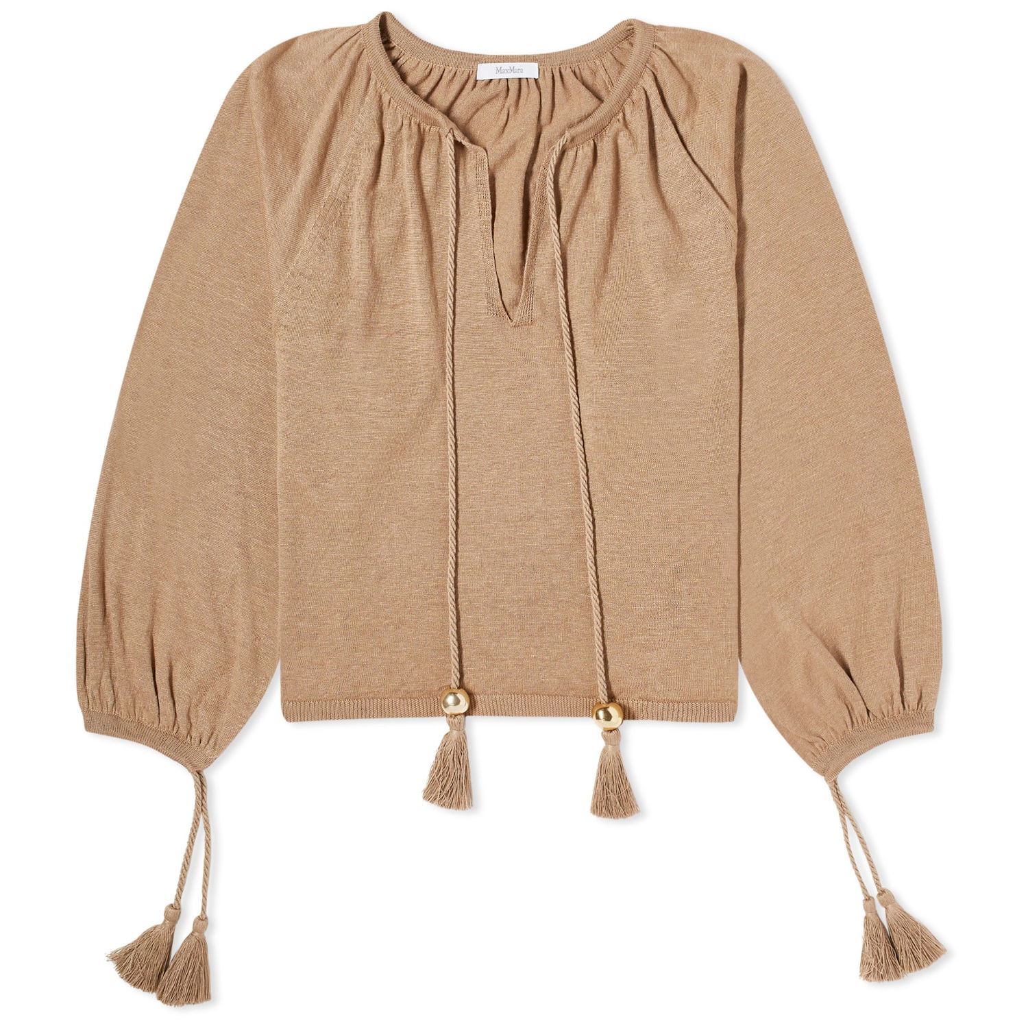 Sveter Max Mara Knitted Top with Tassels Béžová | 2411361012600-002, 1