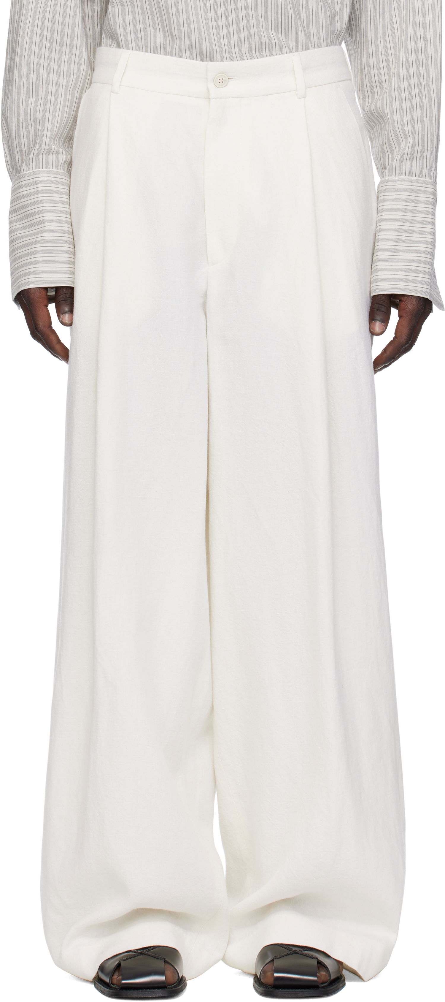 Nohavice Dries Van Noten Dries Van Noten Pleated Trousers Biela | 251-020913-1041, 0