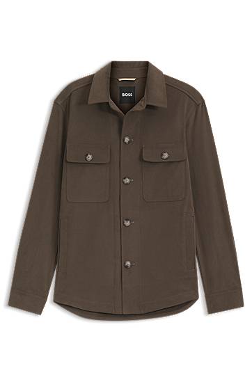 Košeľa BOSS BOSS Relaxed-Fit Stretch Cotton Overshirt Zelené | 50551684