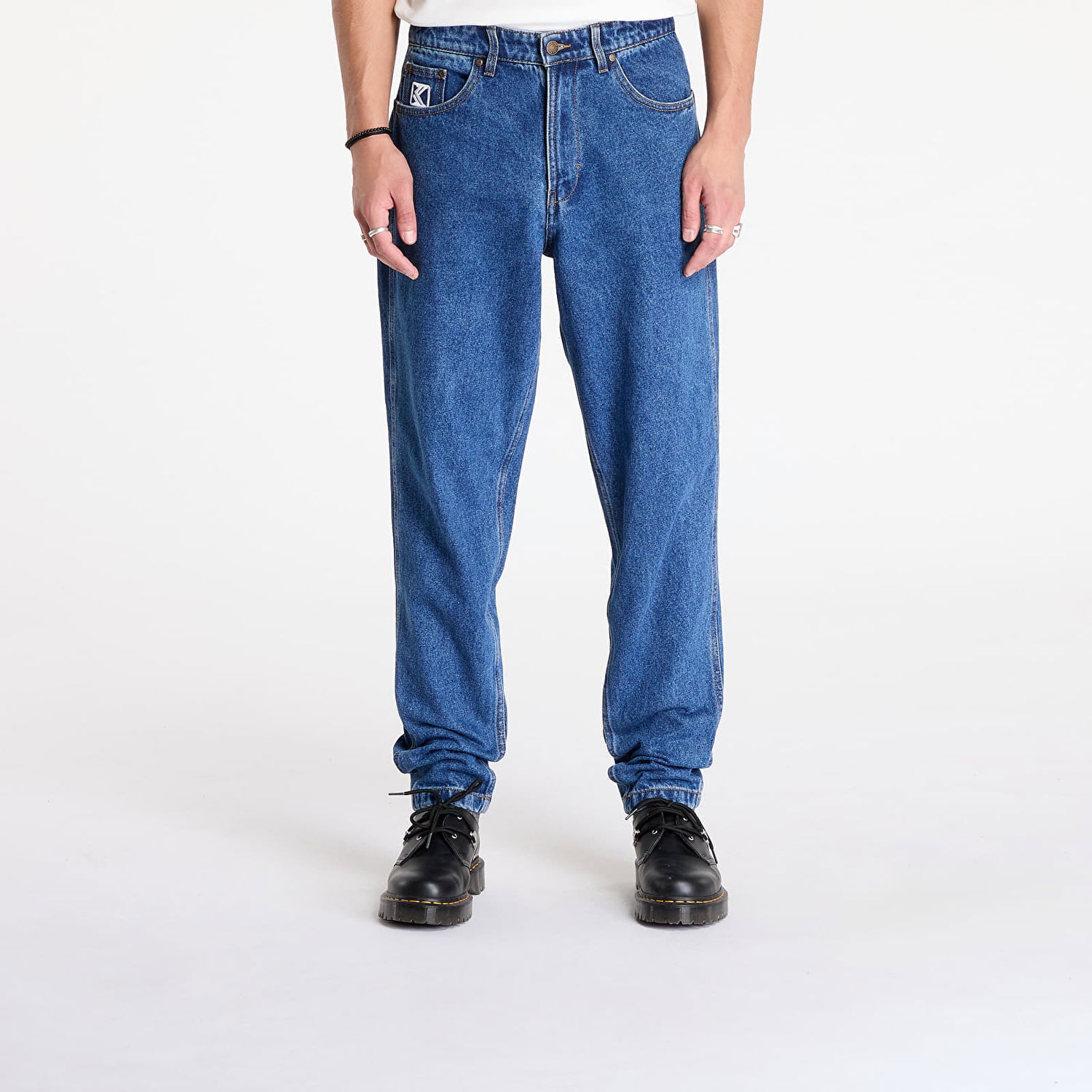 Nohavice Karl Kani Pants KK Small Signature Tapered Five Pocket Denim Dark Indigo 32 Modrá | 6000480, 0