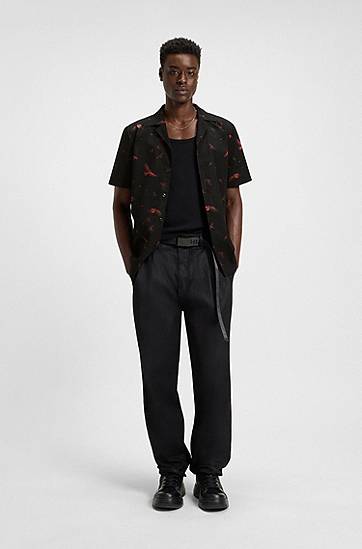 Košeľa BOSS Relaxed Fit Printed Cotton Poplin Shirt Čierna | 50545328, 1