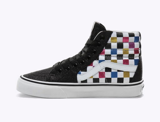 Skateboarding Vans Sk8-Hi Glitter Checkerboard Čierna | VN0A4BV6V3P