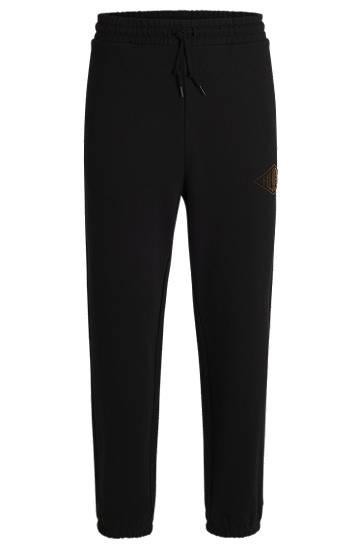 Tepláky BOSS Cotton-Terry Tracksuit Bottoms with Embroidered Logo Čierna | 50534952, 0