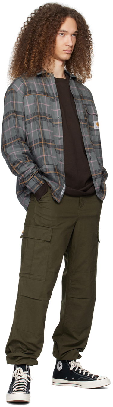 Košeľa Carhartt WIP Plaid Long Sleeve Button-Up Shirt Zelené | I032903, 3