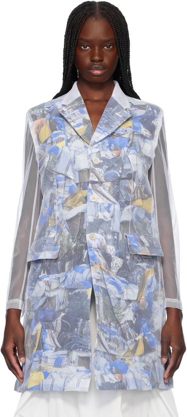 Vetrovka Comme des Garçons Comme des Garçons Layered Mesh Print Jacket Biela | GO-J038-S25, 0