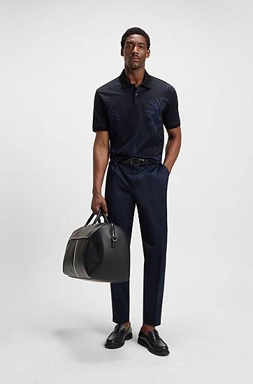 Polo tričko BOSS Floral Jacquard Polo Shirt Navy | 50536756, 1