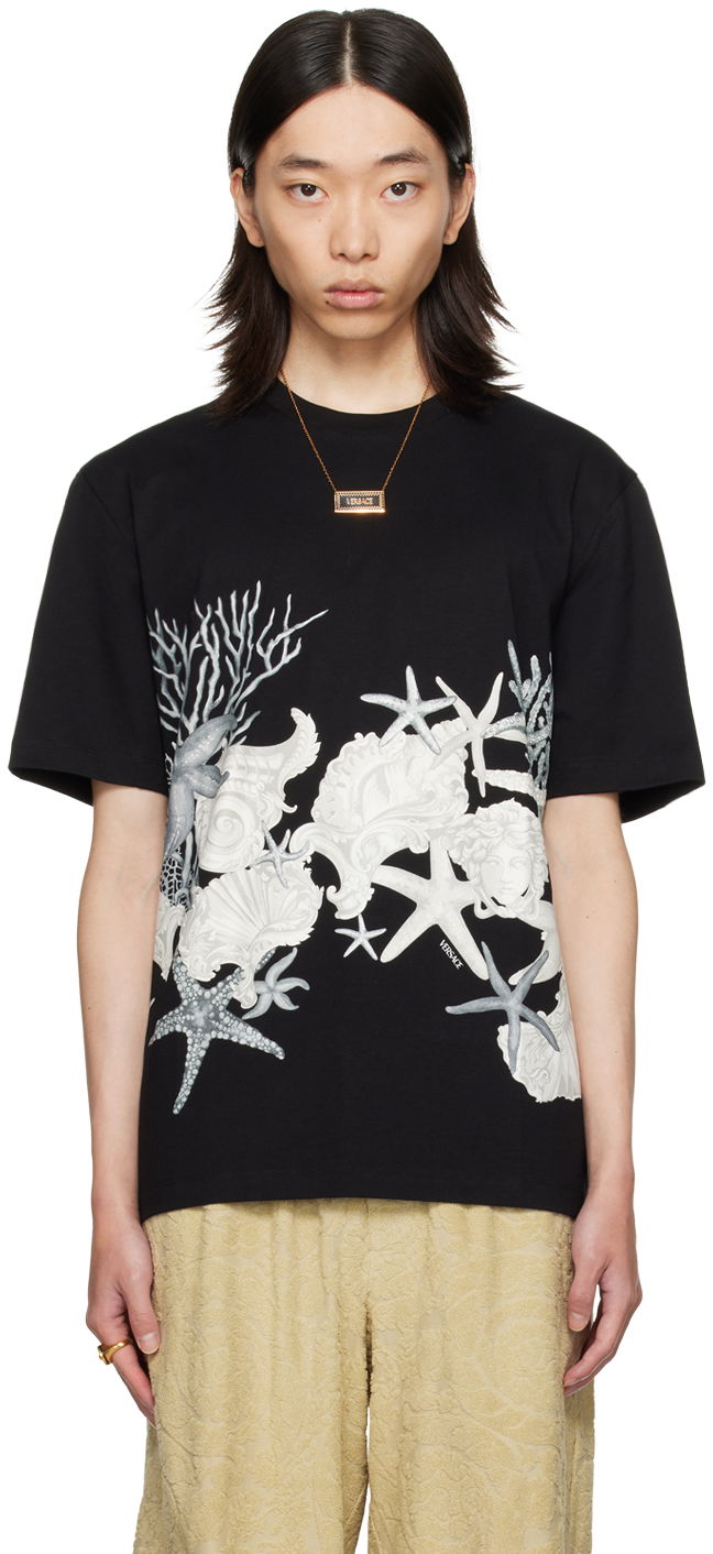 Tričko Versace Black Barocco Sea T-Shirt Čierna | 1013302_1A11409, 0