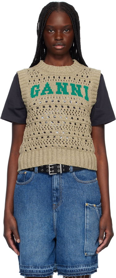 Sveter GANNI GANNI Knit Vest Béžová | K2428, 0