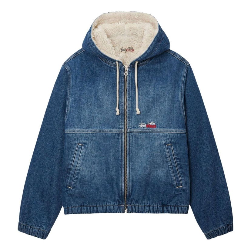 Bunda Stüssy Stussy Sherpa Lined Denim Work Jacket Modrá | 115725