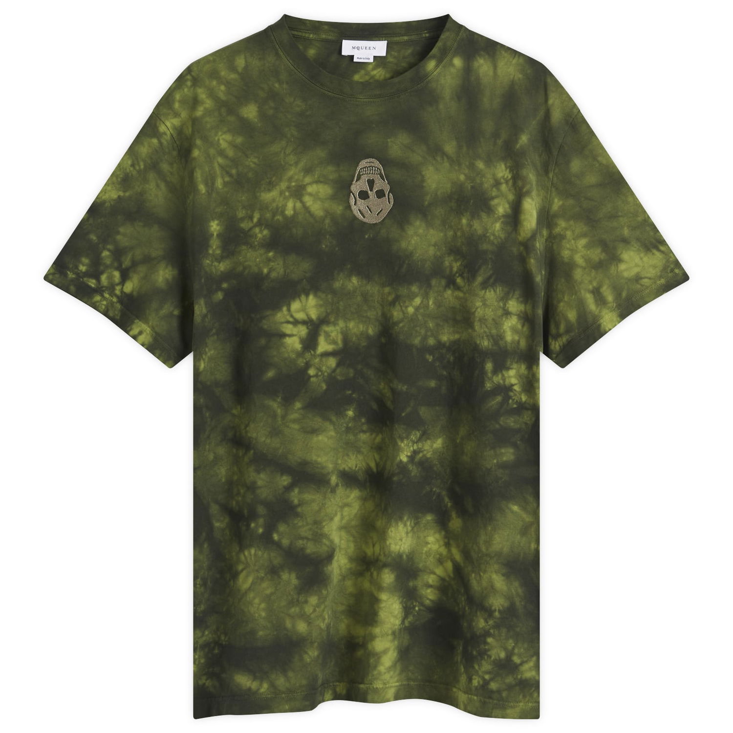 Tričko Alexander McQueen Uneven Dyed Skull Logo T-Shirt Zelené | 808915-QXABL-3012, 0