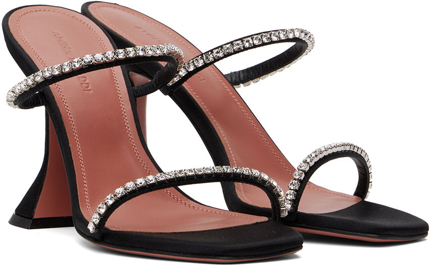 Amina Muaddi Gilda Crystal-Embellished Satin Heeled Sandals