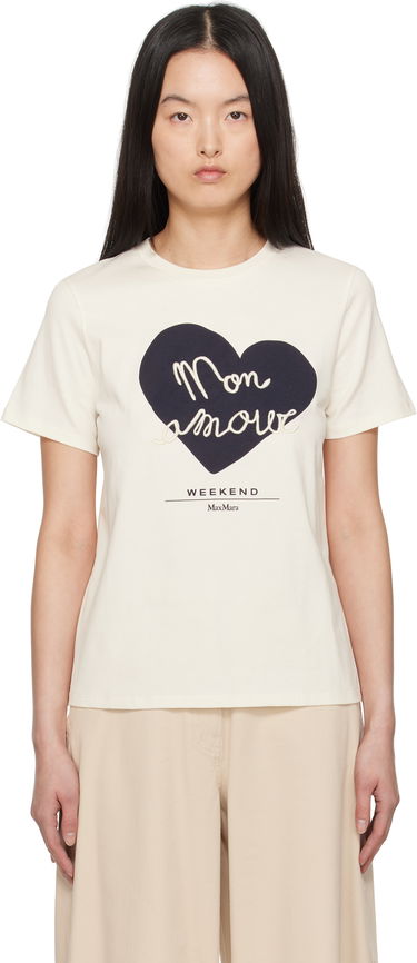 Tričko Max Mara Weekend Max Mara Vello T-Shirt with Heart Applique Béžová | 2515971051600, 0