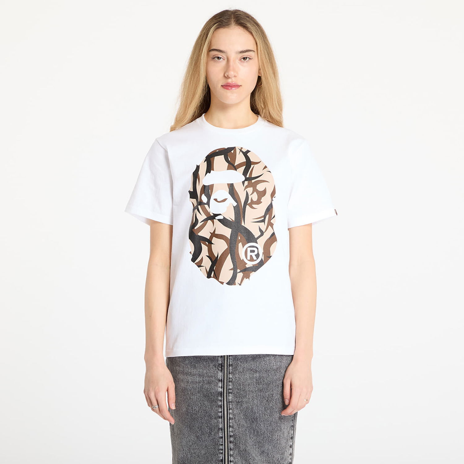 Tričko BAPE A BATHING APE Trial Camo Big Ape Head Tee Biela | 001TEL301034MWHA, 0