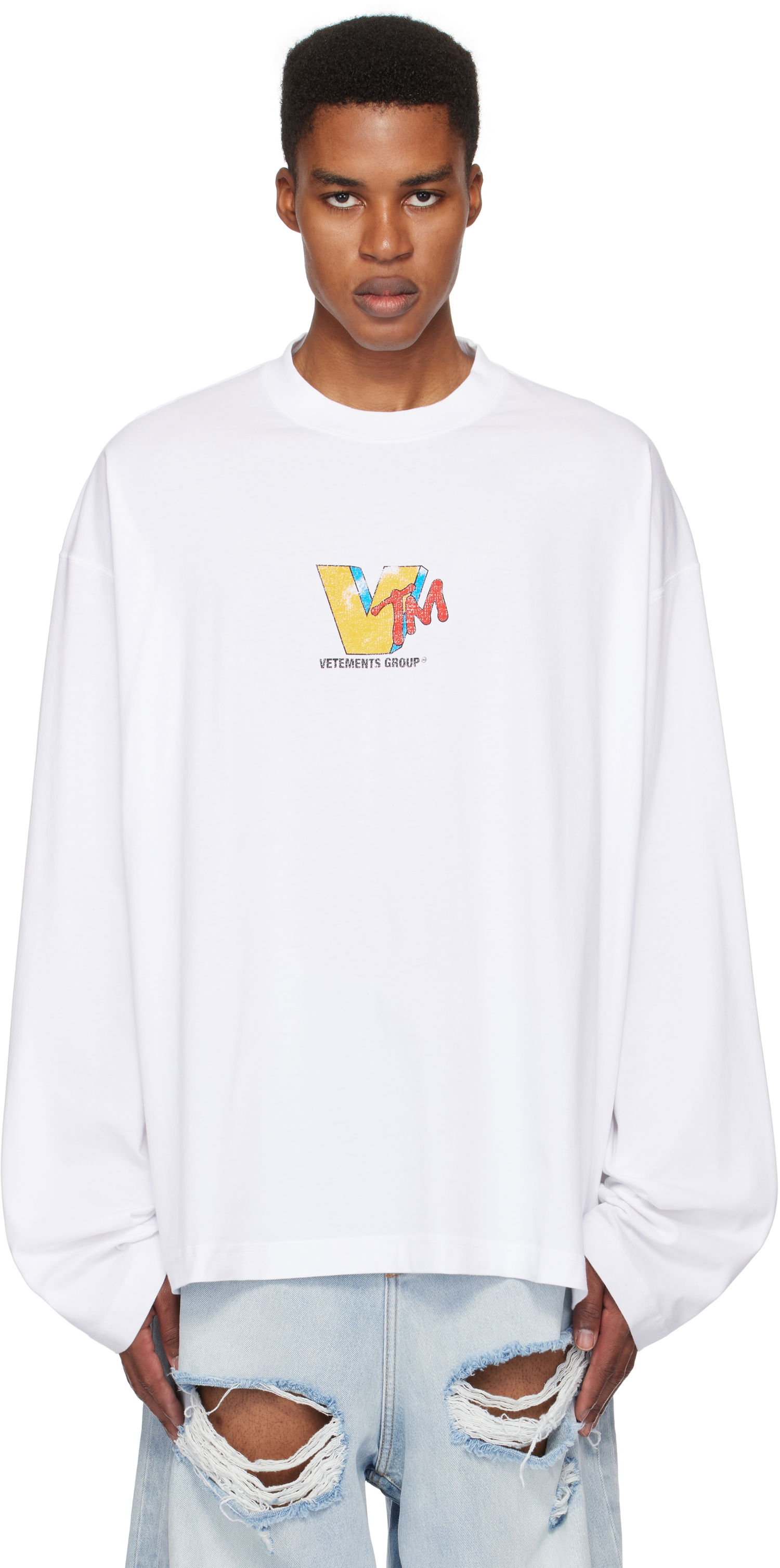 Tričko VETEMENTS 'VTM' Print Longsleeve T-shirt Biela | UA66LS630W, 0