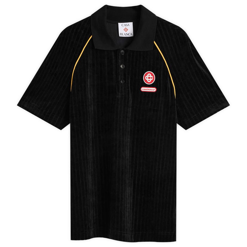 Polo tričko Casablanca Rib Velour Raglan Polo Čierna | M-AW25-JTP-432-01