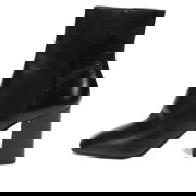 Leather Square Toe Ankle Block Heel Boots