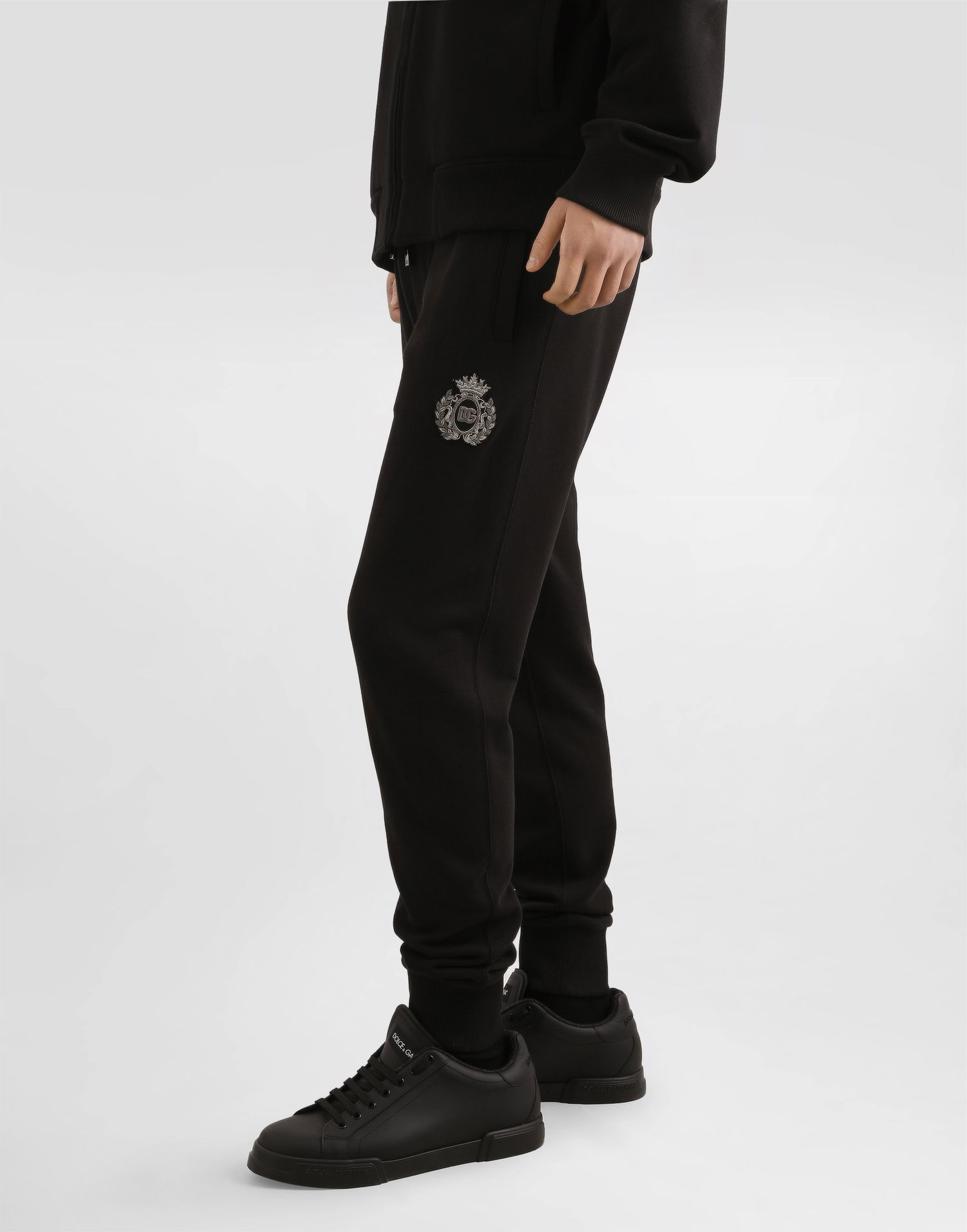 Tepláky Dolce & Gabbana Dolce & Gabbana Jersey Trousers with Heraldic Patch Čierna | GP07TZG7PJ7N0000, 1