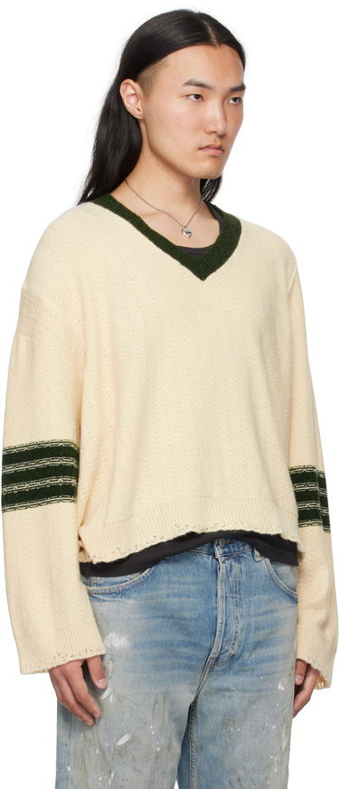Sveter Enfants Riches Déprimés Enfants Riches Déprimés Asymmetrical Varsity V-Neck Sweater Béžová | 080-248, 1