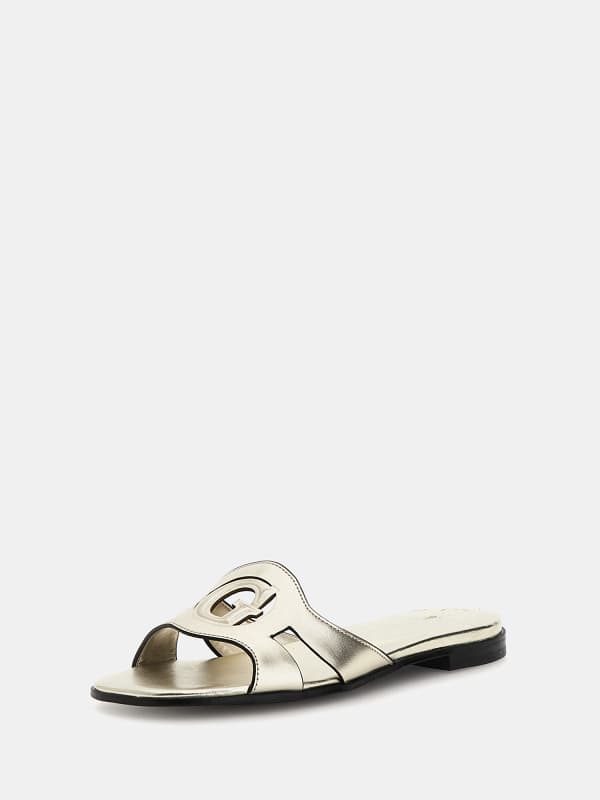 Oblečenie GUESS Ciella Foiled Leather Sandals Šedá | FLGCIALEM19