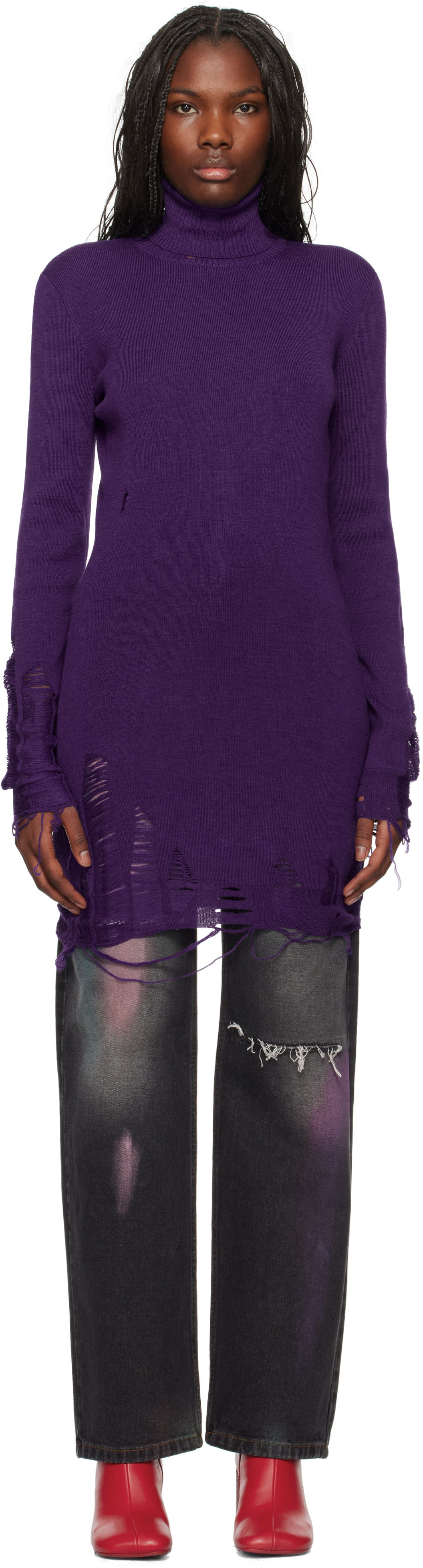 Šaty Maison Margiela Distressed Minidress Fialová | S62DA0030 M13070, 0