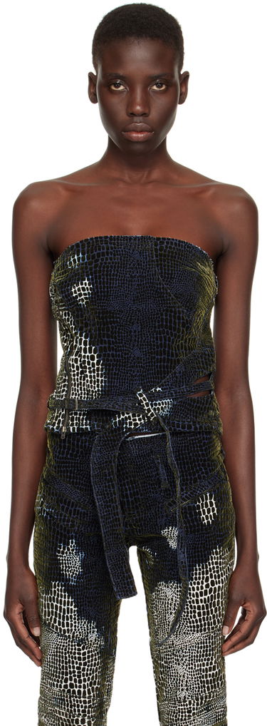 Tielko Ottolinger Ottolinger Patterned Denim Tube Top Modrá | 1704802, 0