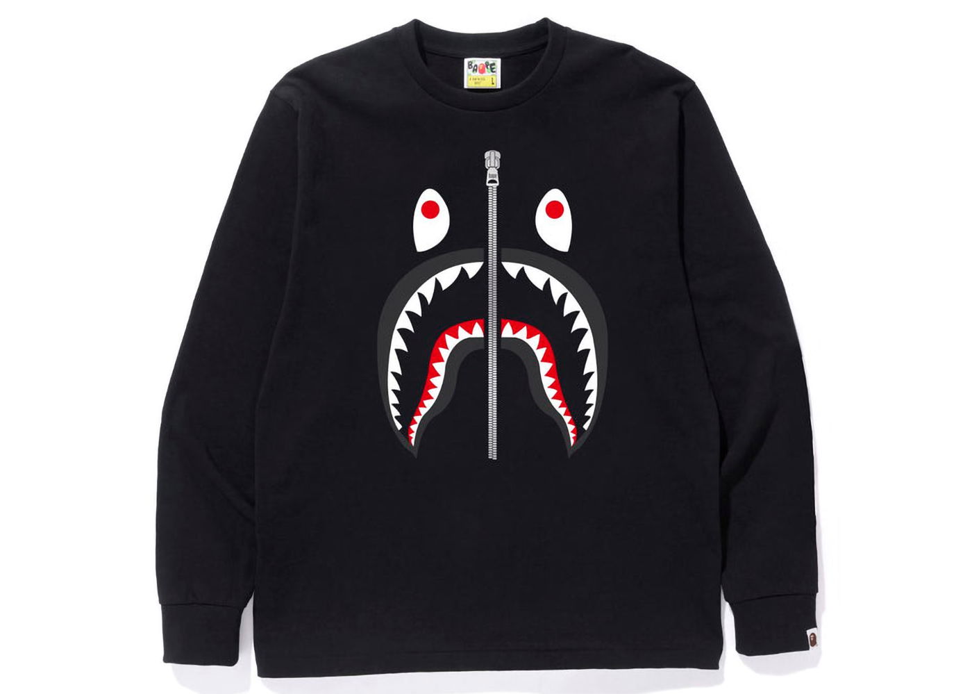 Tričko BAPE Shark L/S Tee Čierna | 1J30-111-016, 0