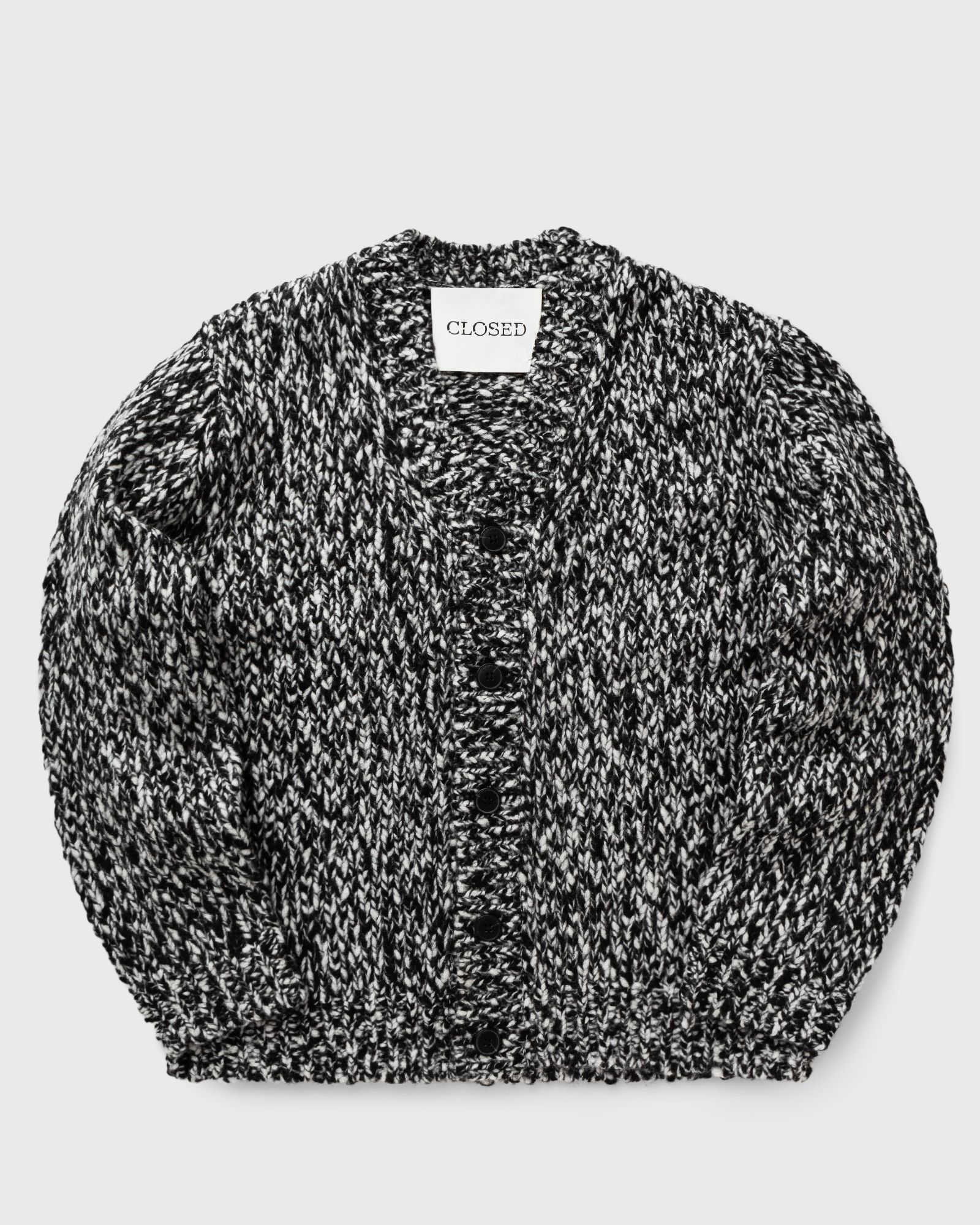 Black & White Speckled Button-Up Cardigan