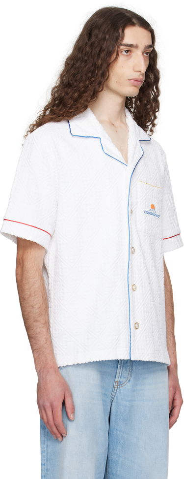 Košeľa Casablanca Casablanca Monogram Jacquard Towelling Short Sleeve Shirt Biela | MPF25-SH-085-01, 1
