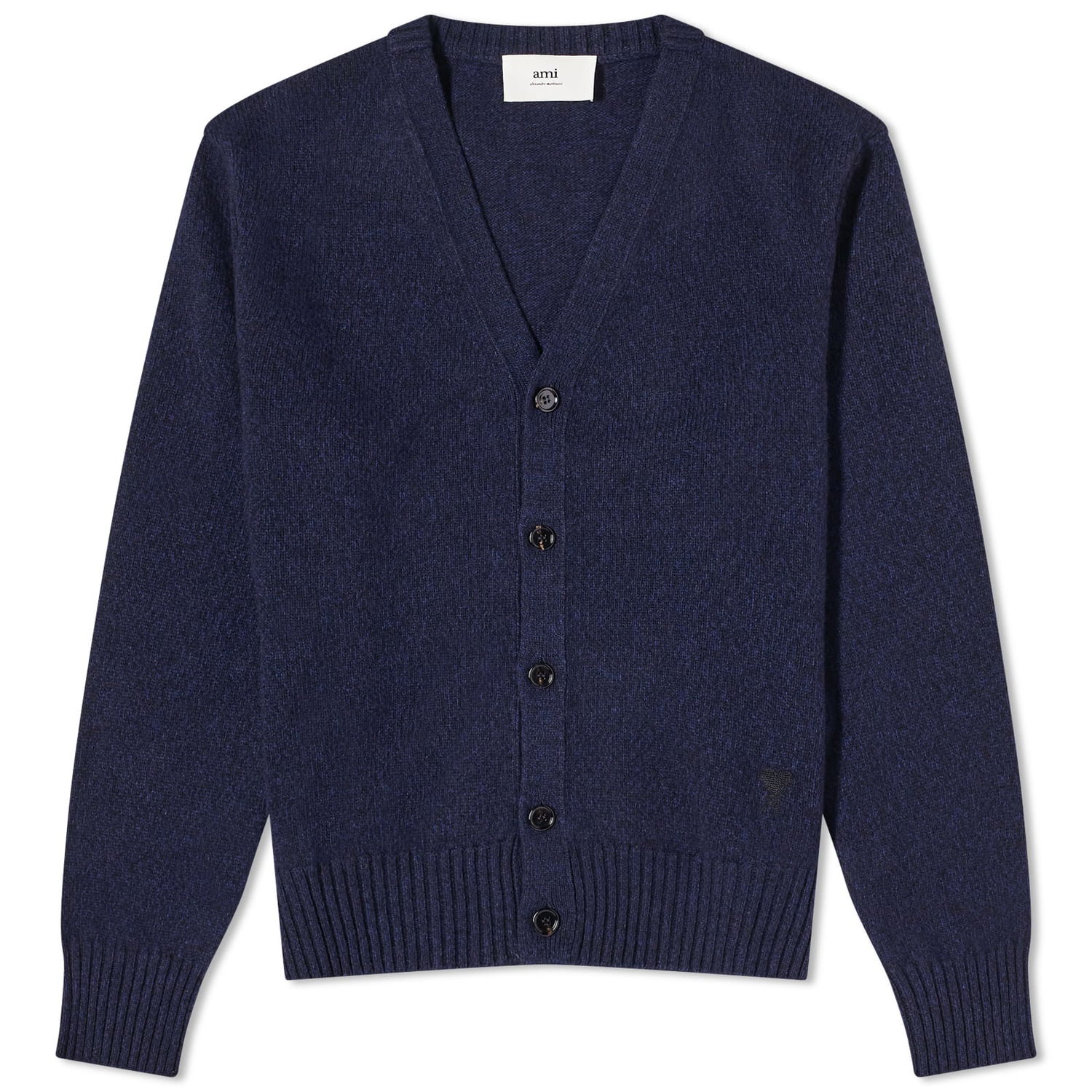 Sveter AMI Tonal Heart Cashmere Cardigan Navy | HKC127-005-430, 0