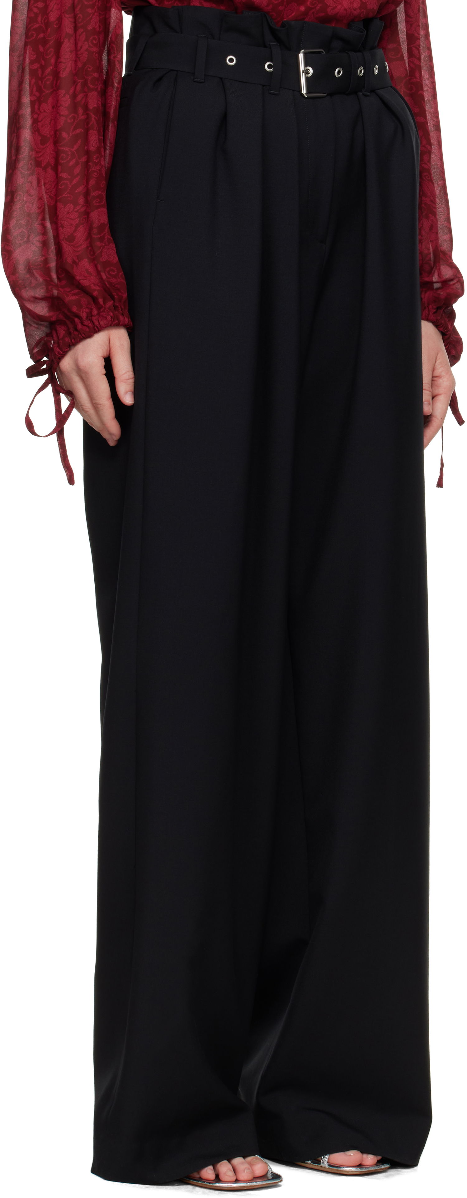 Nohavice Dries Van Noten Dries Van Noten Wool Belted Trousers Čierna | 251-010926-1381, 1